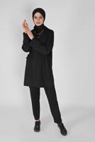 Vêtements hijab NOIR COSTUME PANTALON CHEMISE  0956