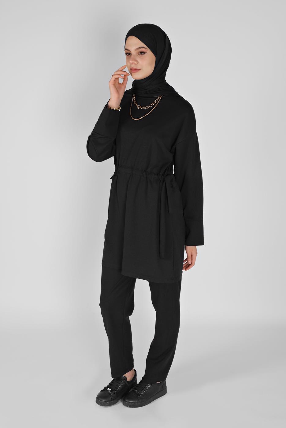 Vêtements hijab NOIR COSTUME PANTALON CHEMISE  0956