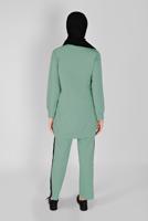 Vêtements hijab VERT COSTUME 2 PIÈCES AVEC PANTALON DÉTAILS CUIR 1256