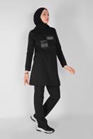 Hijab clothing BLACK STONE PRINTED 2-PIECE TRACKSUIT SET WITH PANTS 1307 