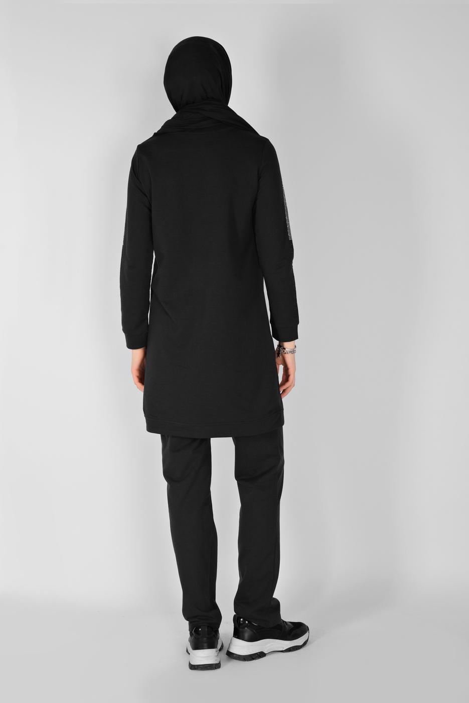 Hijab clothing BLACK STONE PRINTED 2-PIECE TRACKSUIT SET WITH PANTS 1307 