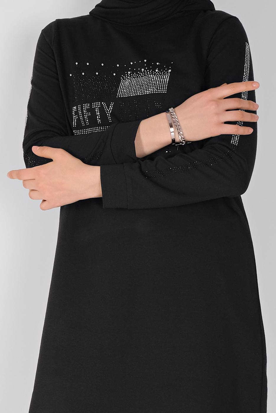 Hijab clothing BLACK STONE PRINTED 2-PIECE TRACKSUIT SET WITH PANTS 1307 