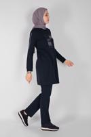 Vêtements hijab BLEU MARINE ENSEMBLE DE SURVÊTEMENT 2 PIÈCES AVEC PANTALON IMPRIMÉ PIERRE 1307