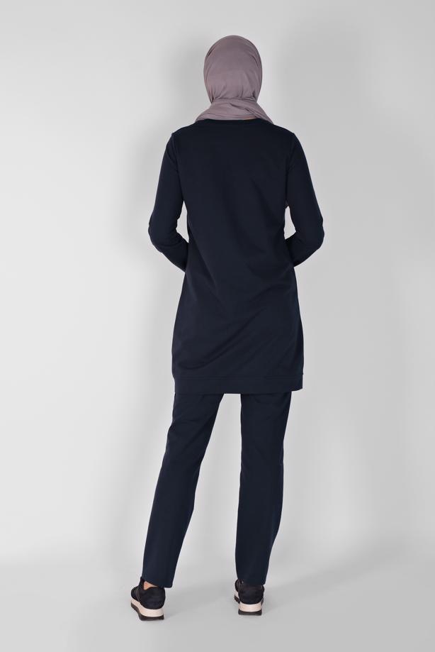 Vêtements hijab  STONE PRINTED 2-PIECE TRACKSUIT SET WITH PANTS 1307  - TRENDTESETTÜR