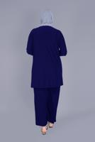 Tesettür giyim LACİVERT ALVİNA CEP DETAYLI İKİLİ PANTOLONLU TAKIM T 20157