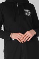 Vêtements hijab NOIR ENSEMBLE DE SURVÊTEMENT ZIPPÉ IMPRIMÉ PIERRE AVEC PANTALON 2307