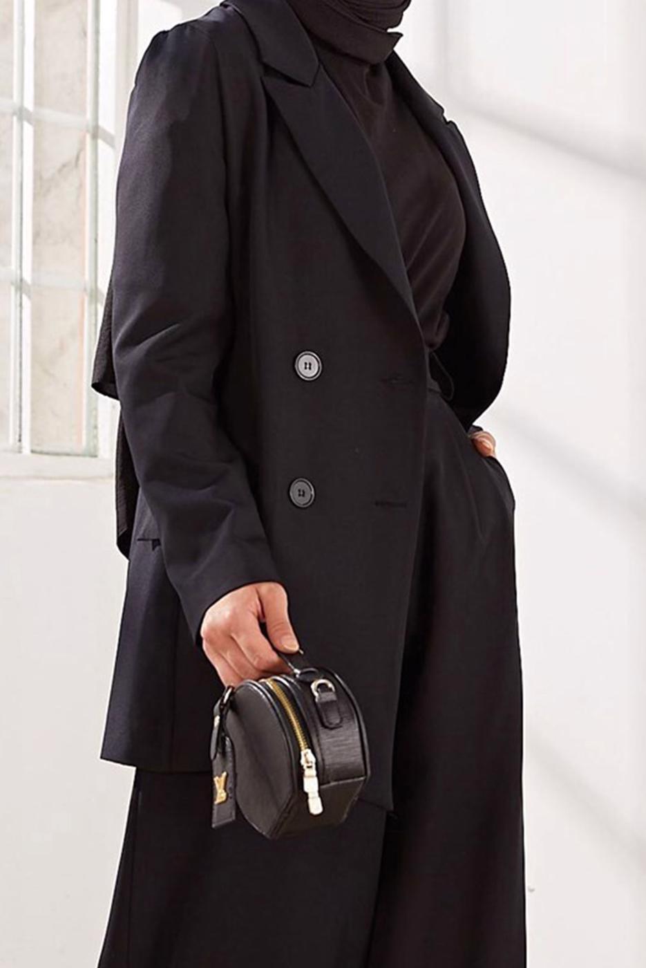 Hijab clothing BLACK DOUBLE BREASTED 2-PIECE SUIT WITH PANTS 2900 