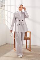 Tesettür giyim GRİ KRUVAZE YAKA İKİLİ PANT. TAKIM 2900 