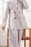 Tesettür giyim GRİ KRUVAZE YAKA İKİLİ PANT. TAKIM 2900 