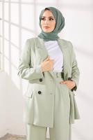Hijab clothing GREEN DOUBLE BREASTED 2-PIECE SUIT WITH PANTS 2900 