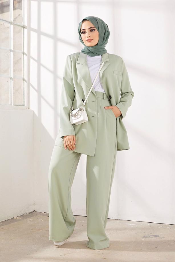 Hijab clothing  DOUBLE BREASTED 2-PIECE SUIT WITH PANTS 2900  - TRENDTESETTÜR