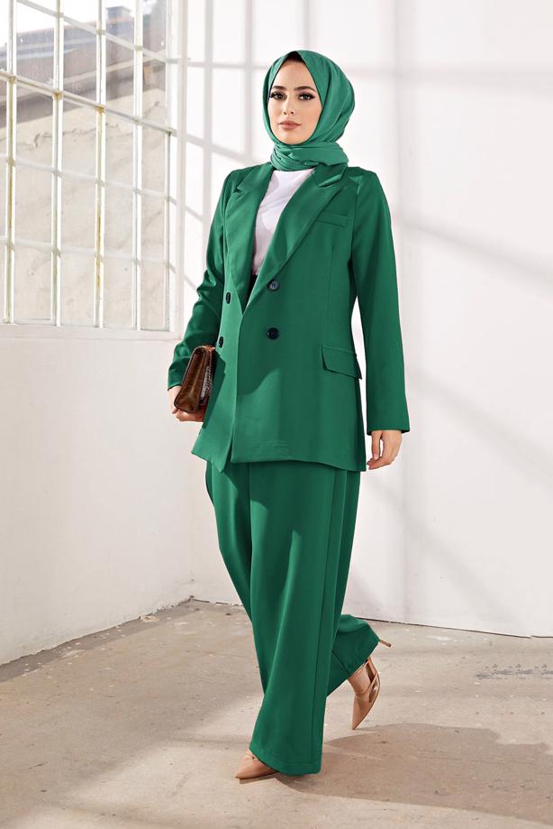 Vêtements hijab  DOUBLE BREASTED 2-PIECE SUIT WITH PANTS 2900  - TRENDTESETTÜR