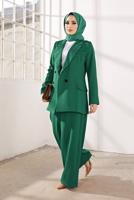 Hijab clothing GREEN DOUBLE BREASTED 2-PIECE SUIT WITH PANTS 2900 