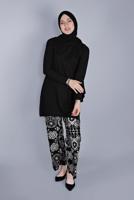 Tesettür giyim SİYAH DESENLİ PANTOLONLU TAKIM  3176