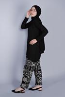 Tesettür giyim SİYAH DESENLİ PANTOLONLU TAKIM  3176