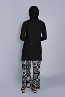 Tesettür giyim SİYAH DESENLİ PANTOLONLU TAKIM  3176