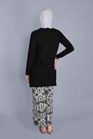 Tesettür giyim KREM DESENLİ PANTOLONLU TAKIM  3176