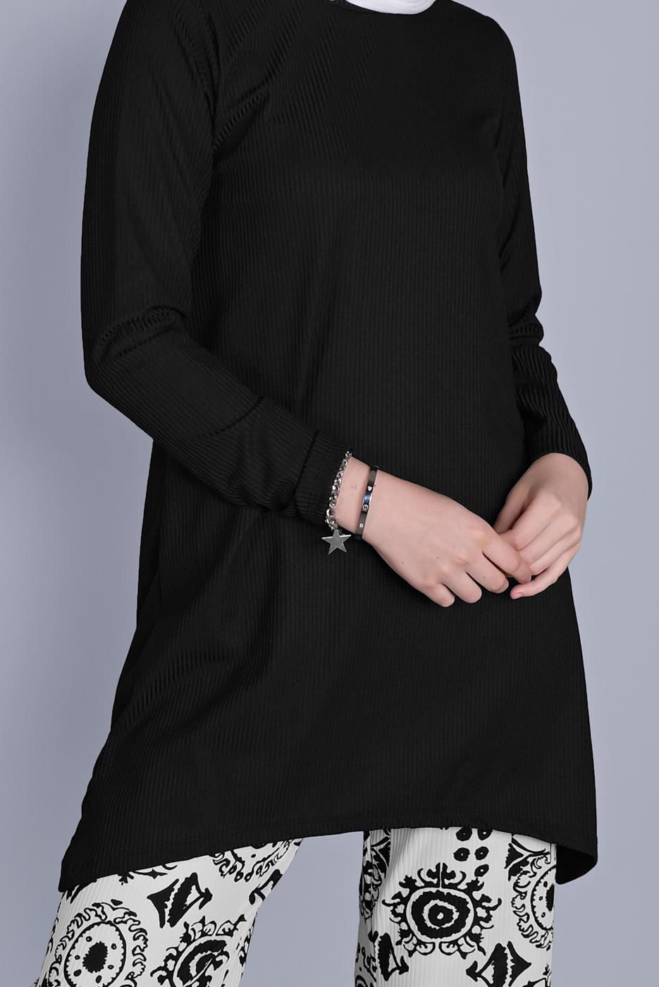 Tesettür giyim KREM DESENLİ PANTOLONLU TAKIM  3176