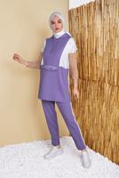 Vêtements hijab POURPRE ENSEMBLE SURVÊTEMENT IMPRIMÉ AVEC PANTALON 4555
