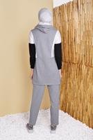 Vêtements hijab GRIS ENSEMBLE SURVÊTEMENT IMPRIMÉ AVEC PANTALON 4555
