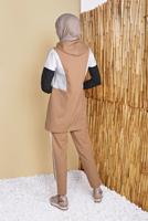 Vêtements hijab BRUN ENSEMBLE SURVÊTEMENT IMPRIMÉ AVEC PANTALON 4555