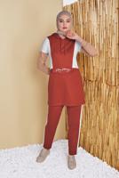 Vêtements hijab BRUN ENSEMBLE SURVÊTEMENT IMPRIMÉ AVEC PANTALON 4555