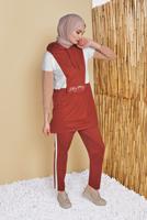Vêtements hijab BRUN ENSEMBLE SURVÊTEMENT IMPRIMÉ AVEC PANTALON 4555