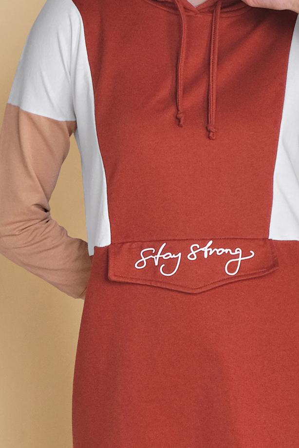 Vêtements hijab  PRINT DETAIL TRACKSUIT SET WITH PANTS 4555  - TRENDTESETTÜR