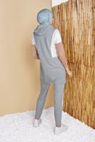 Tesettür giyim YEŞİL RENKLİ YAZI DETAYLI İKİLİ PANTOLONLU EŞOFMAN TAKIMI 4555