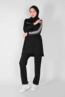 Vêtements hijab NOIR ENSEMBLE DE SURVÊTEMENT À RAYURES AVEC PANTALON 4719