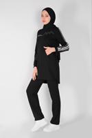 Vêtements hijab NOIR ENSEMBLE DE SURVÊTEMENT À RAYURES AVEC PANTALON 4719