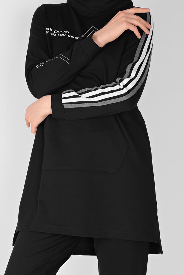 Vêtements hijab  STRIPE DETAIL TRACKSUIT SET WITH PANTS 4719   - TRENDTESETTÜR