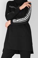 Vêtements hijab NOIR ENSEMBLE DE SURVÊTEMENT À RAYURES AVEC PANTALON 4719