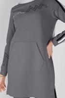 Tesettür giyim GRİ ŞERİT DETAYLI  PANTOLONLU EŞOFMAN TAKIM 4719  