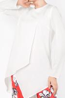 Tesettür giyim KIRMIZI  ALVİNA ASİMETRİK KESİM FLORAL DESENLİ İKİLİ PANT. TAKIM 4942