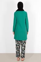 Tesettür giyim YEŞİL ÇİÇEK DESENLİ İKİLİ PANT TAKIM 5176 