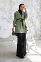 Tesettür giyim HAKİ KUŞAKLI PANTOLONLU TAKIM T 5810