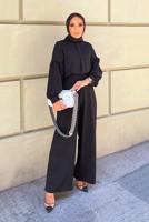 Tesettür giyim SİYAH HAKİM YAKA DETAYLI TAKIM T 6810 