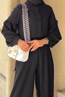 Tesettür giyim SİYAH HAKİM YAKA DETAYLI TAKIM T 6810 