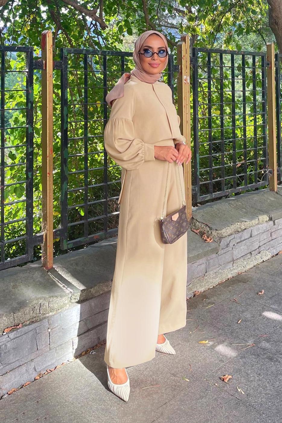 Hijab clothing MINK MANDARIN COLLAR SUIT T 6810 