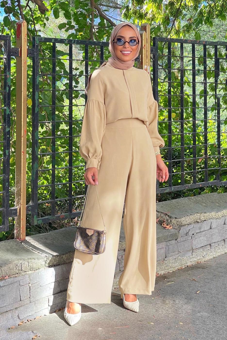 Hijab clothing MINK MANDARIN COLLAR SUIT T 6810 