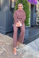 Tesettür giyim PEMBE HAKİM YAKA DETAYLI TAKIM T 6810 