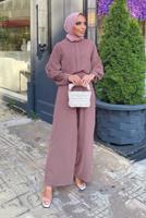 Tesettür giyim PEMBE HAKİM YAKA DETAYLI TAKIM T 6810 