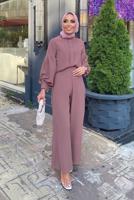 Tesettür giyim PEMBE HAKİM YAKA DETAYLI TAKIM T 6810 