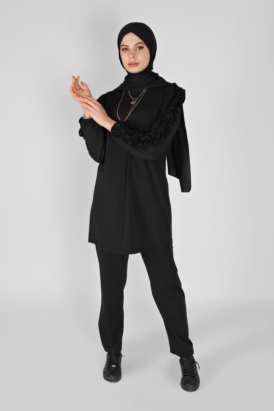Vêtements hijab NOIR COSTUME PANTALON 6956 