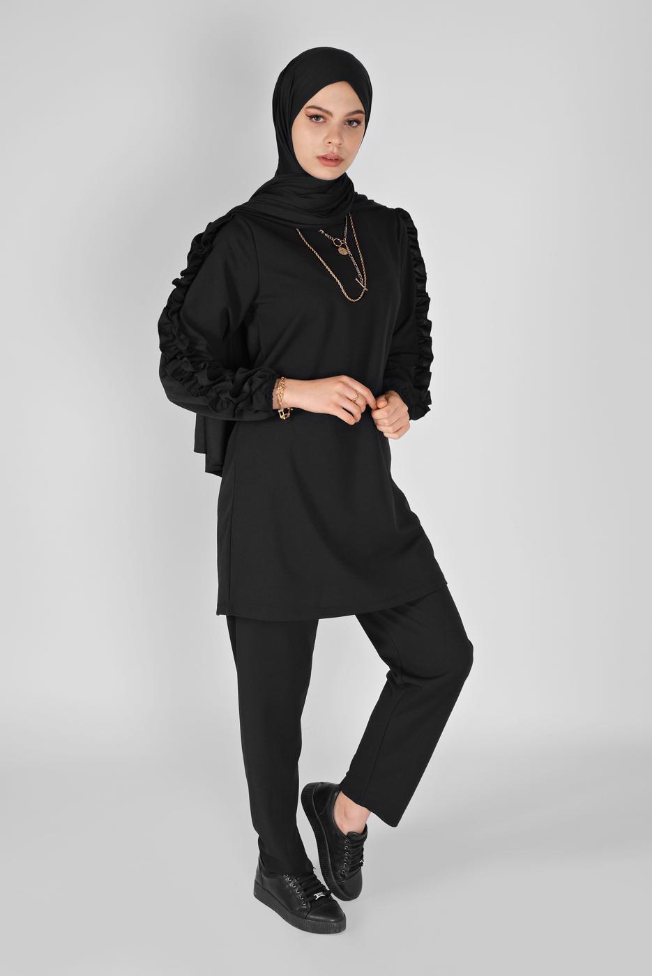 Vêtements hijab NOIR COSTUME PANTALON 6956 