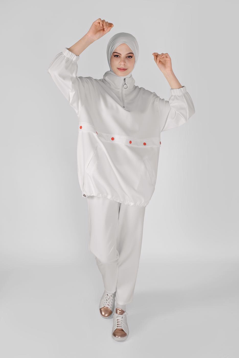 Vêtements hijab BLANC COSTUME PANTALON ZIPPÉ 7607