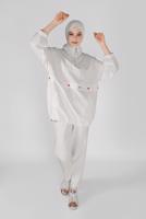 Vêtements hijab BLANC COSTUME PANTALON ZIPPÉ 7607