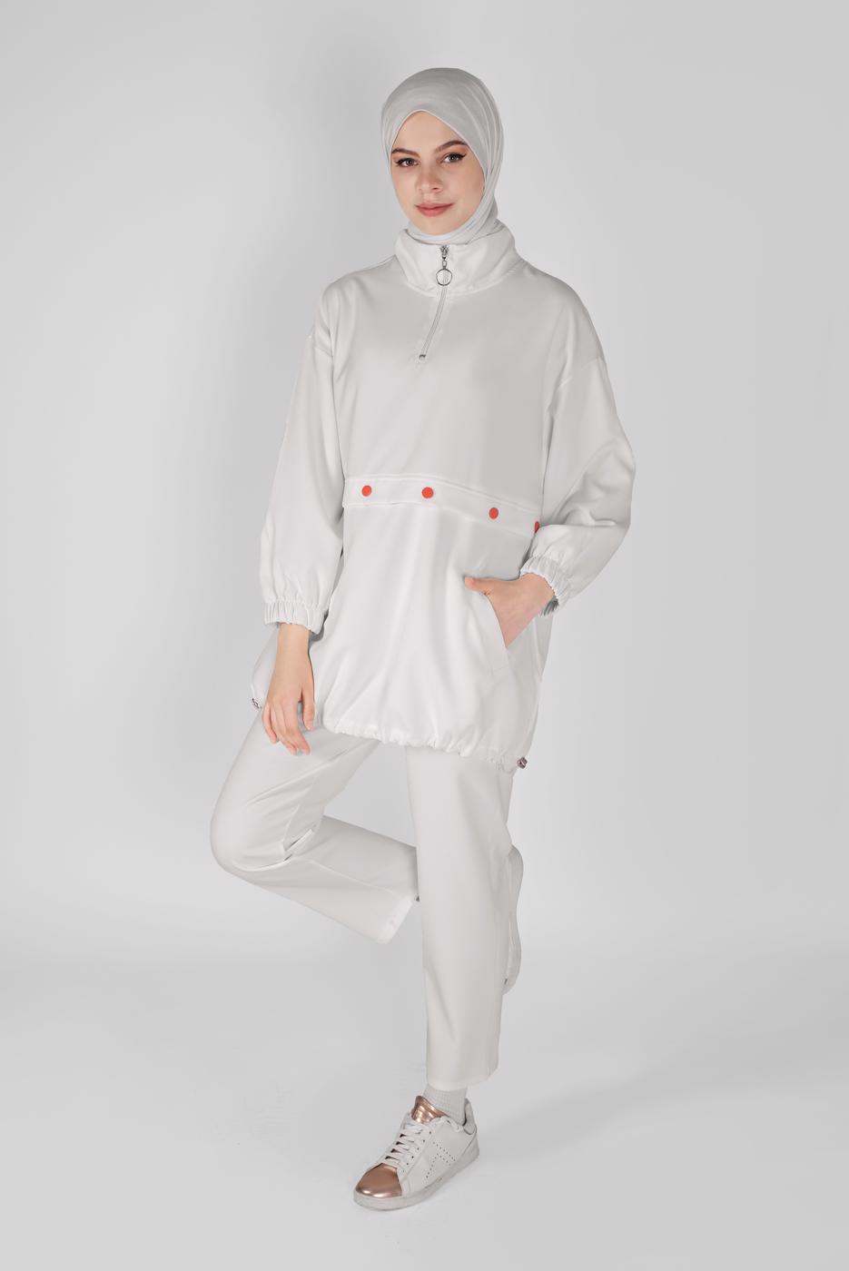 Vêtements hijab BLANC COSTUME PANTALON ZIPPÉ 7607