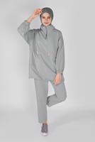 Vêtements hijab GRIS COSTUME PANTALON ZIPPÉ 7607